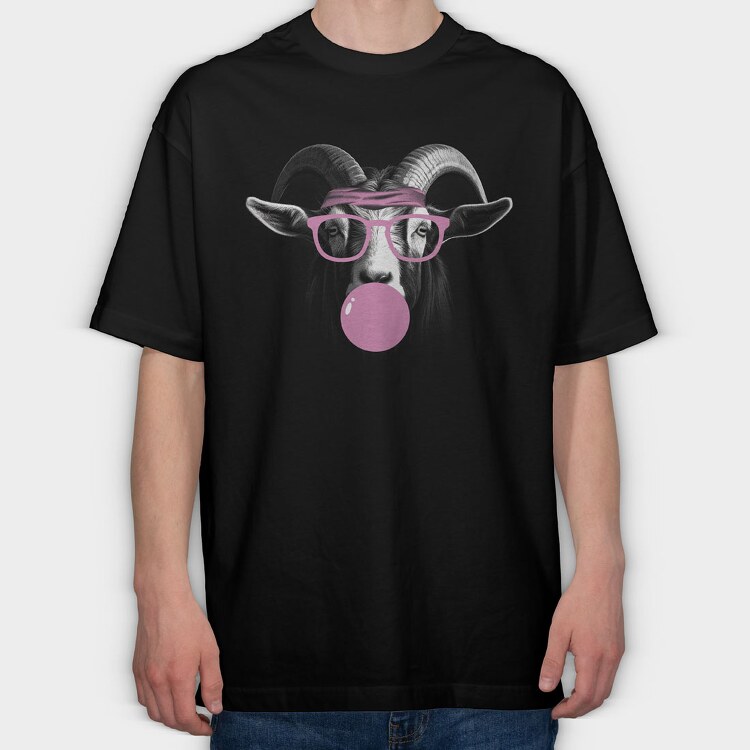 Goat Monochrome Bubblegum, Tricou Oversize Barbati (Unisex)
