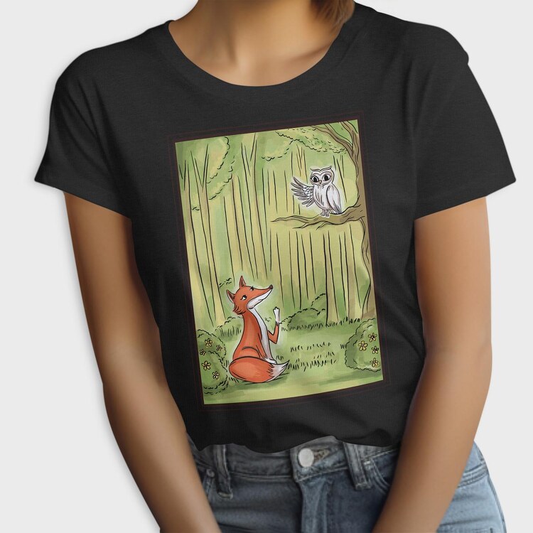 Cute Fox And Owl, Tricou Femei