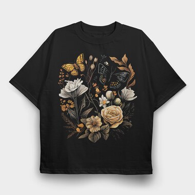 Botanical Flowers, Tricou Oversize Barbati (Unisex)