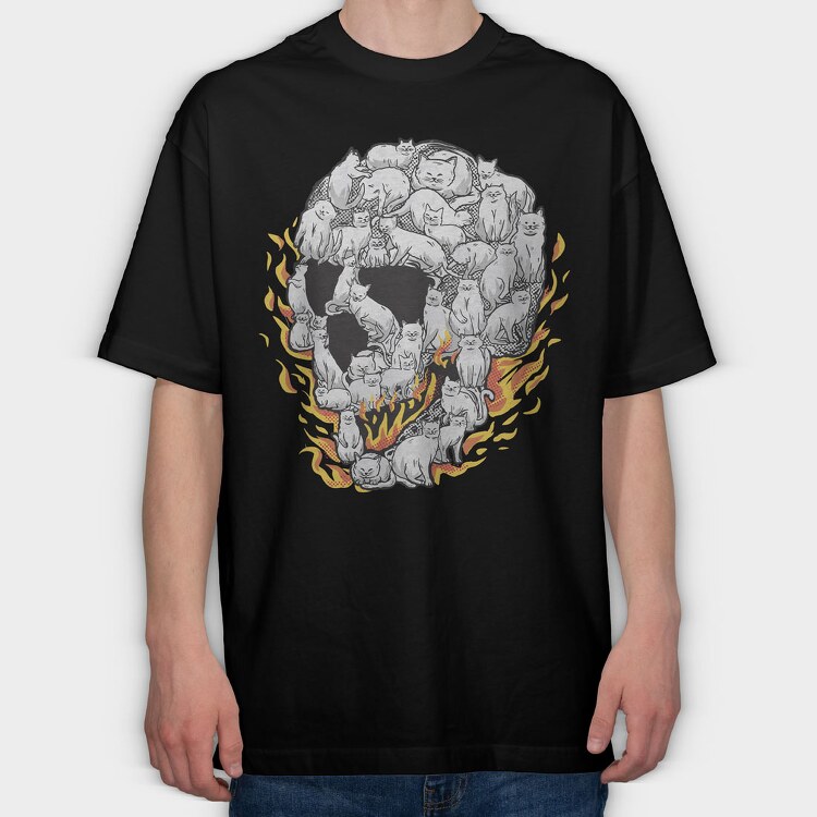 Skull of Cats, Tricou Oversize Barbati (Unisex)