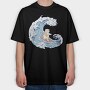 Cute Surfer Cat, Tricou Oversize Barbati (Unisex)