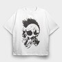 Skull Punk Mohawk, Tricou Oversize Barbati (Unisex)