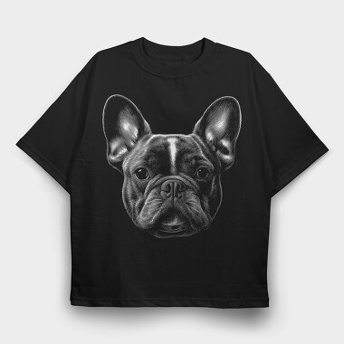 Bulldog Portrait Monochrome, Tricou Oversize Barbati (Unisex)