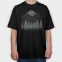 Lineal Mountains Pine Trees, Tricou Oversize Barbati (Unisex)