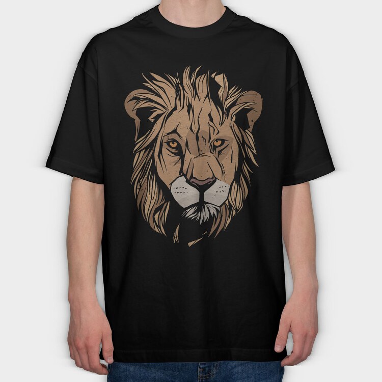 Lion Grunge, Tricou Oversize Barbati (Unisex)