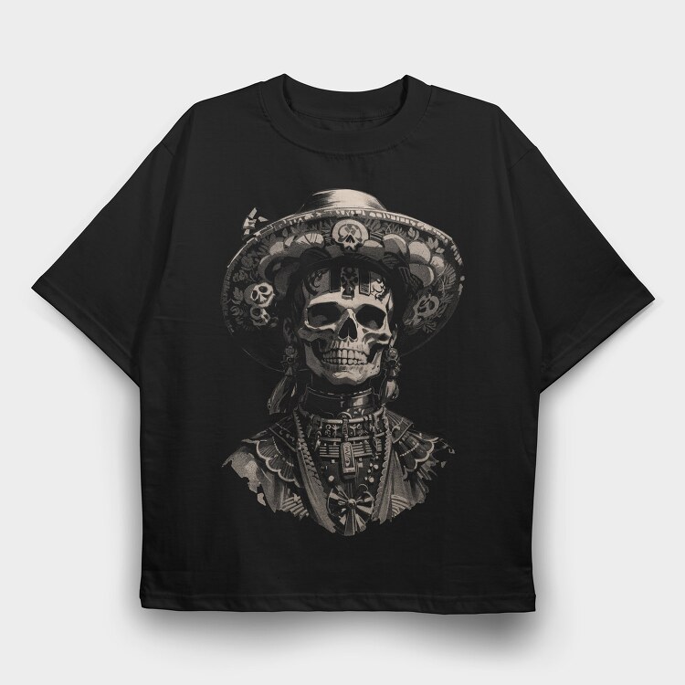 Skull Traditional, Tricou Oversize Barbati (Unisex)
