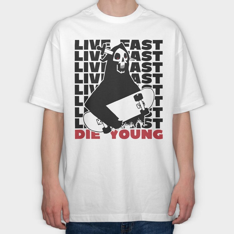 Live Fst Die Young, Tricou Oversize Barbati (Unisex)