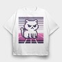 Pixel White Cat, Tricou Oversize Barbati (Unisex)