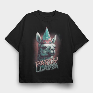 Llama Birthday Party, Tricou Oversize Barbati (Unisex)