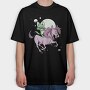 Green Cat Riding Unicorn, Tricou Oversize Barbati (Unisex)