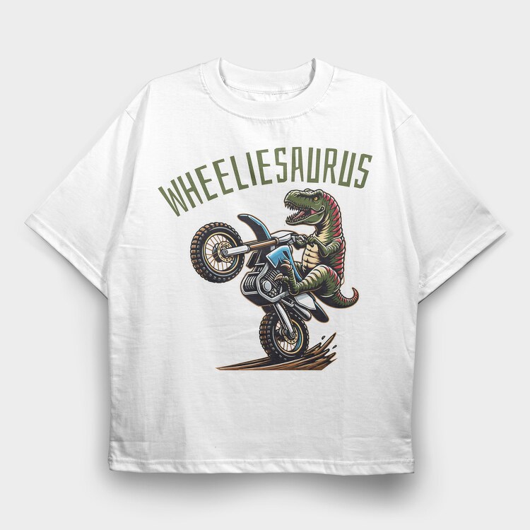 Wheeliesaurus, Tricou Oversize Barbati (Unisex)