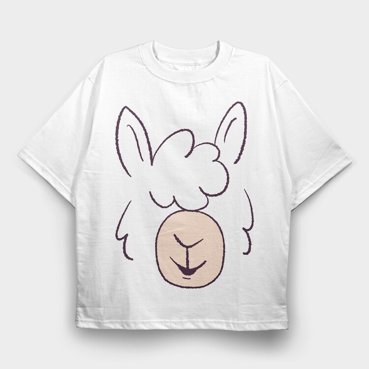Llama Face, Tricou Oversize Barbati (Unisex)