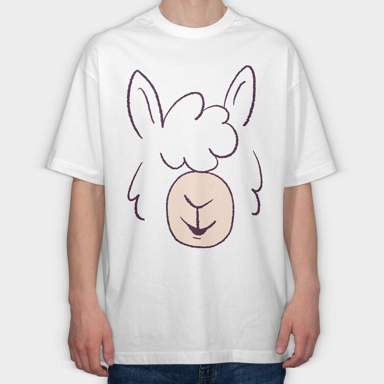 Llama Face, Tricou Oversize Barbati (Unisex)