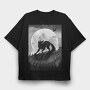 Dark Animals Wolf Silhouette, Tricou Oversize Barbati (Unisex)