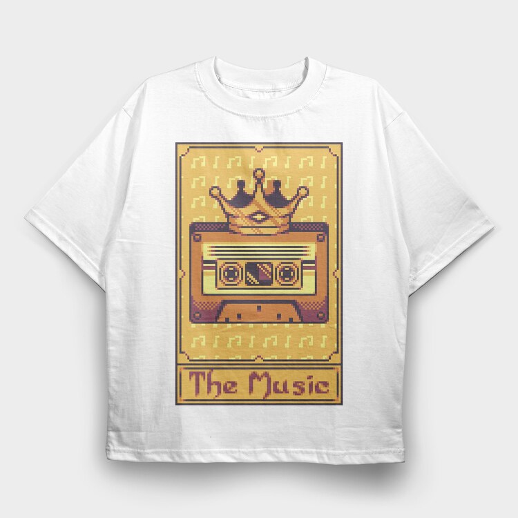 Pixelart Tarot Card the Music, Tricou Oversize Barbati (Unisex)
