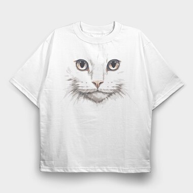 White Cat Portrait, Tricou Oversize Barbati (Unisex)