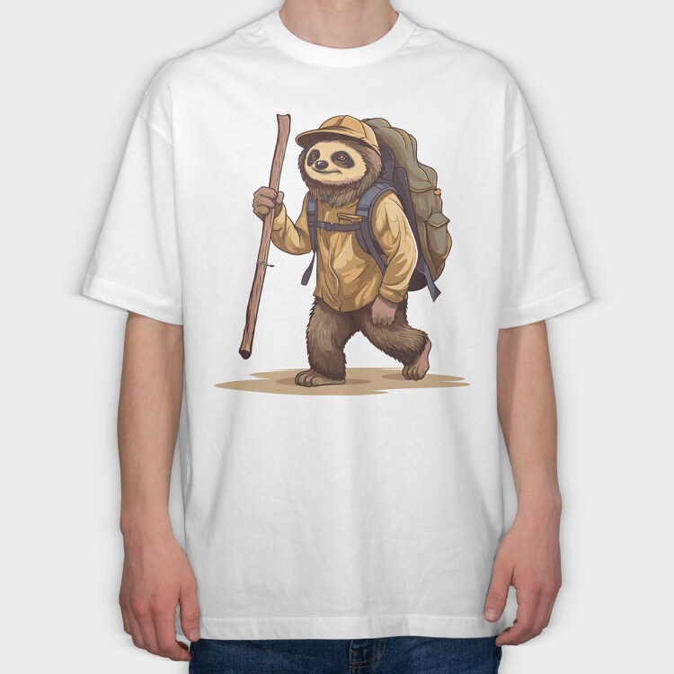 Sloth Hiking, Tricou Oversize Barbati (Unisex)