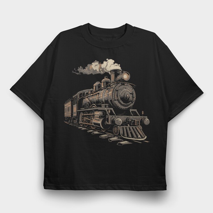 Locomotive Vintage, Tricou Oversize Barbati (Unisex)