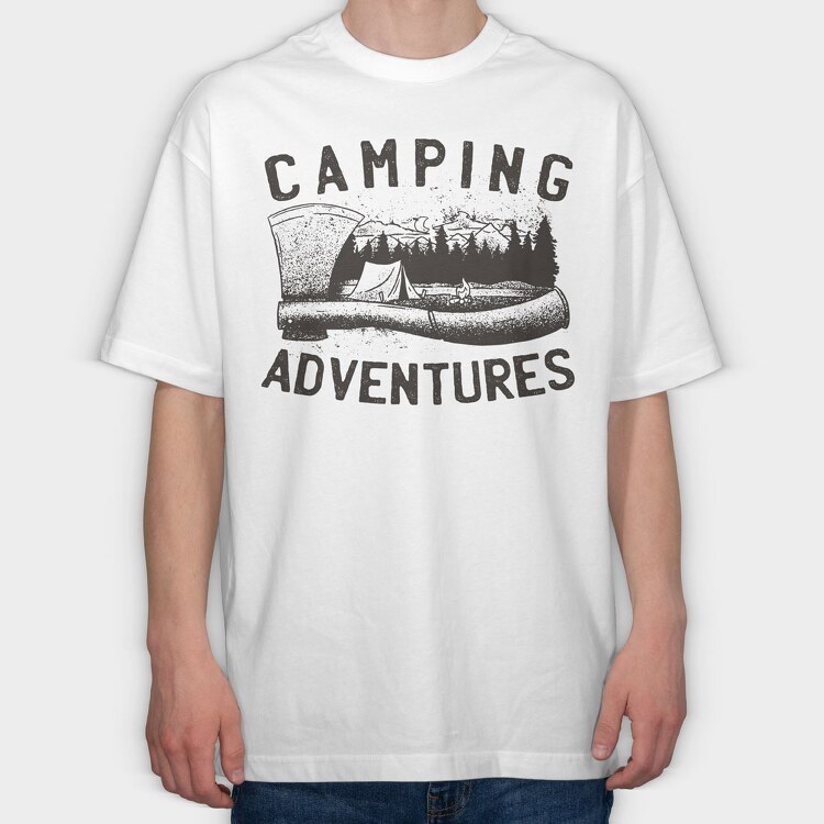 Camping Axe Adventure, Tricou Oversize Barbati (Unisex)