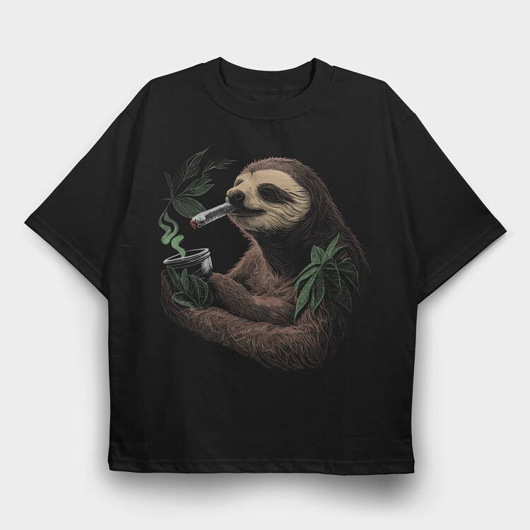 Sloth Pot, Tricou Oversize Barbati (Unisex)