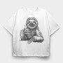 Sloth Sketch Coffee, Tricou Oversize Barbati (Unisex)
