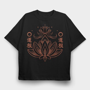 Lotus Flower Orange Japanese, Tricou Oversize Barbati (Unisex)