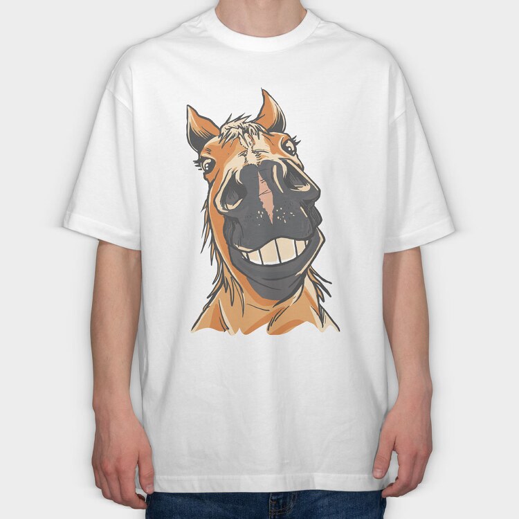 Smiling Horse, Tricou Oversize Barbati (Unisex)
