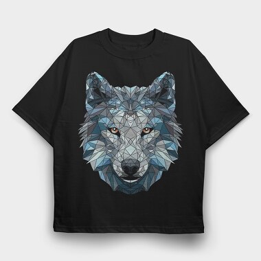 Polygonal White Wolf, Tricou Oversize Barbati (Unisex)