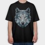 Polygonal White Wolf, Tricou Oversize Barbati (Unisex)