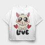 Love Cute Cat, Tricou Oversize Barbati (Unisex)