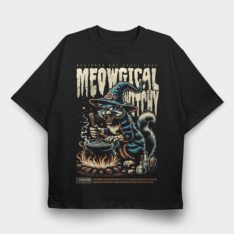 Witch Cat 2, Tricou Oversize Barbati (Unisex)