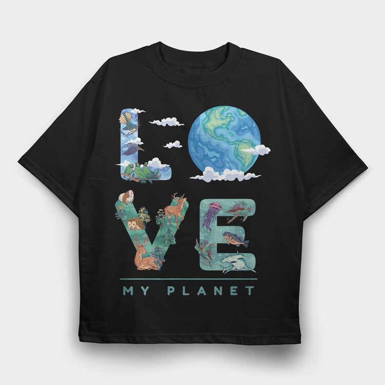 Love My Planet, Tricou Oversize Barbati (Unisex)