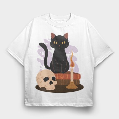 Witchy Black Cat, Tricou Oversize Barbati (Unisex)