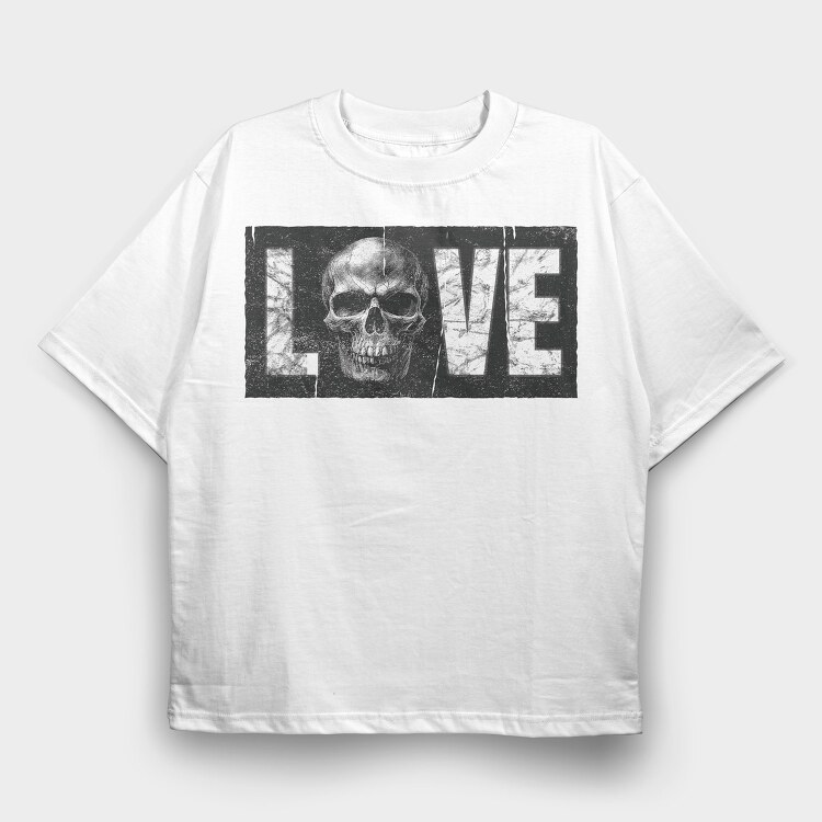 Love Skull, Tricou Oversize Barbati (Unisex)