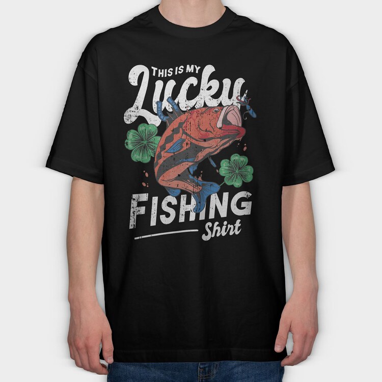 Lucky Fishing, Tricou Oversize Barbati (Unisex)