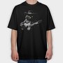 Guitar Cat Monochrome, Tricou Oversize Barbati (Unisex)