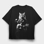 Guitar Cat, Tricou Oversize Barbati (Unisex)