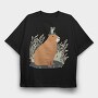 Capybara and Frog, Tricou Oversize Barbati (Unisex)