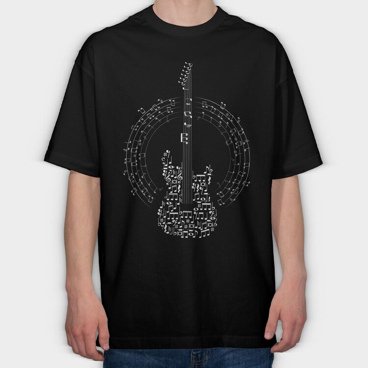 Guitar Made Out of Music Notes, Tricou Oversize Barbati (Unisex)