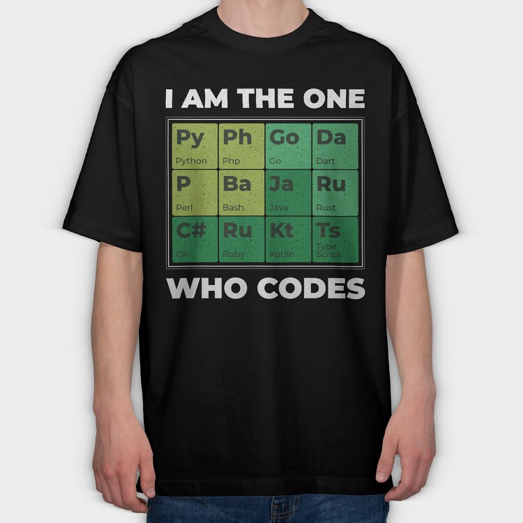 Developer Periodic Table, Tricou Oversize Barbati (Unisex)