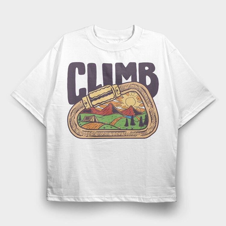 Carabiner Climb Landscape, Tricou Oversize Barbati (Unisex)