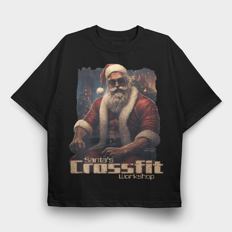 Gym Santa, Tricou Oversize Barbati (Unisex)
