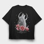 Wolf Moon Flowers, Tricou Oversize Barbati (Unisex)