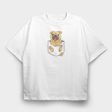 Pug in Pocket, Tricou Oversize Barbati (Unisex)