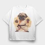 Pug Karate, Tricou Oversize Barbati (Unisex)