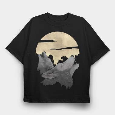 Wolves Howling With the Moon, Tricou Oversize Barbati (Unisex)