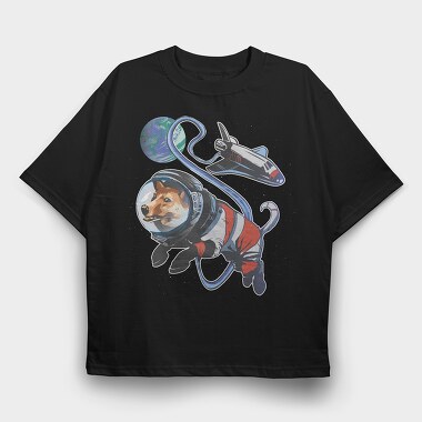 Space Dog Earth, Tricou Oversize Barbati (Unisex)