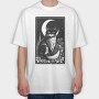 Cat and Moon Card, Tricou Oversize Barbati (Unisex)