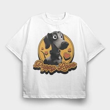 Puppy Love Retro, Tricou Oversize Barbati (Unisex)