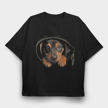 Puppy Black, Tricou Oversize Barbati (Unisex)